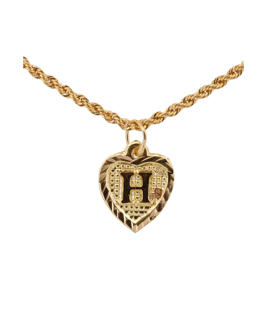Gold Heart Pendant Necklace with Letter H – 0.31g | Bigeasy Jewellers